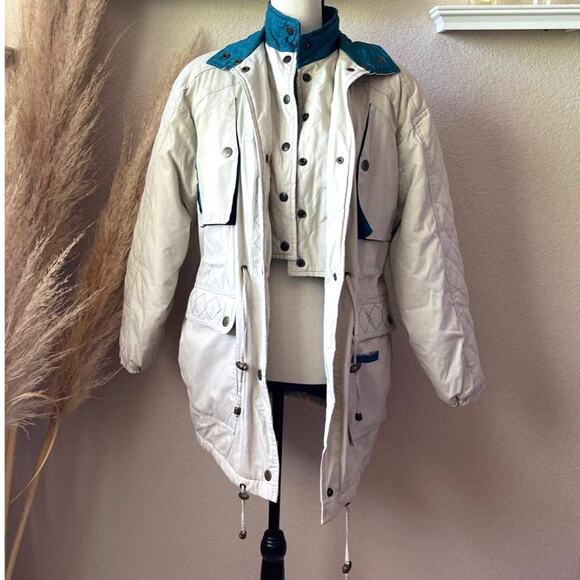 Vintage Current Seen Teal Quilted Jacket Womens Size Small Winter Coat Outerwear - Picture 1 of 12